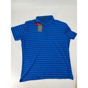 G/FORE Mens Cobalt Blue Striped Golf Polo Shirt G4MF20K04 Size L NEW